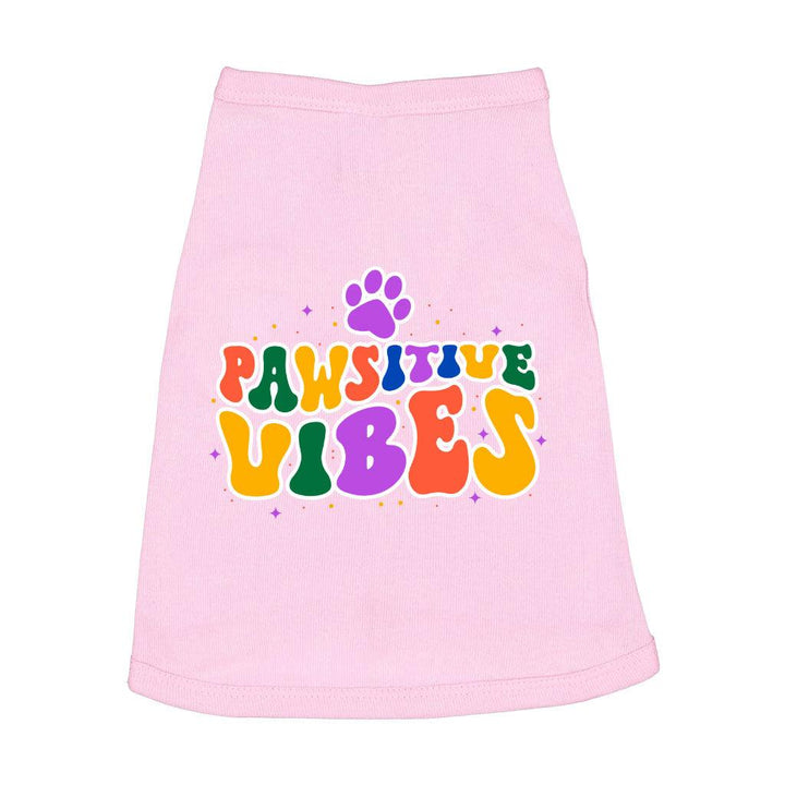 Pawsitive Vibes Dog Sleeveless Shirt - Colorful Text Dog Shirt - Cool Dog Clothing - MRSLM