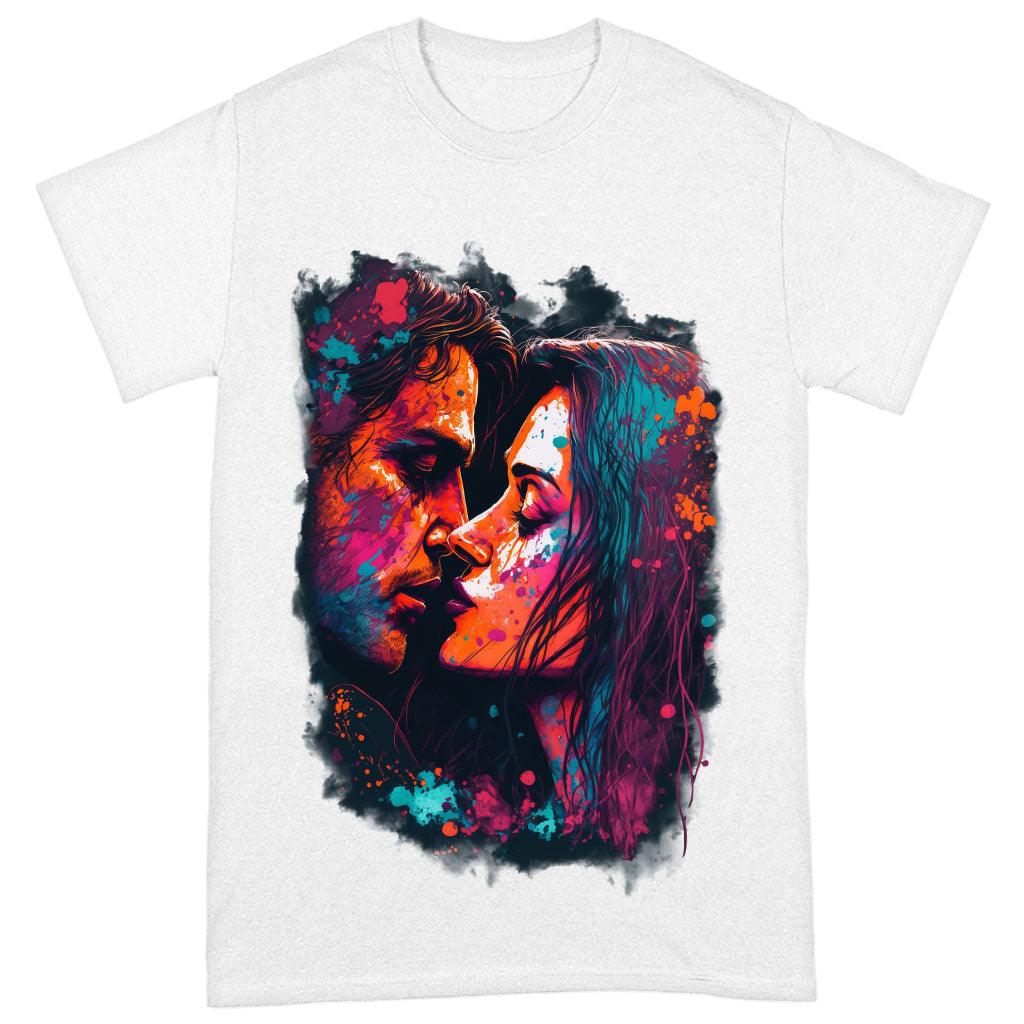 Paint Heavy Cotton T-Shirt - Kiss Art Tee Shirt - Colorful T-Shirt - MRSLM