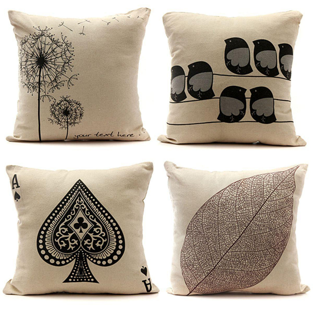 Retro Leaf Pillow Case Linen Cotton Cushion Cover Home Decorations - MRSLM