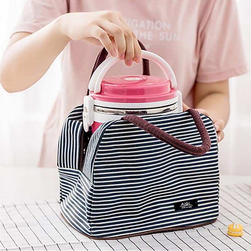 Striped Oxford Cooler Lunch Bags for Kids