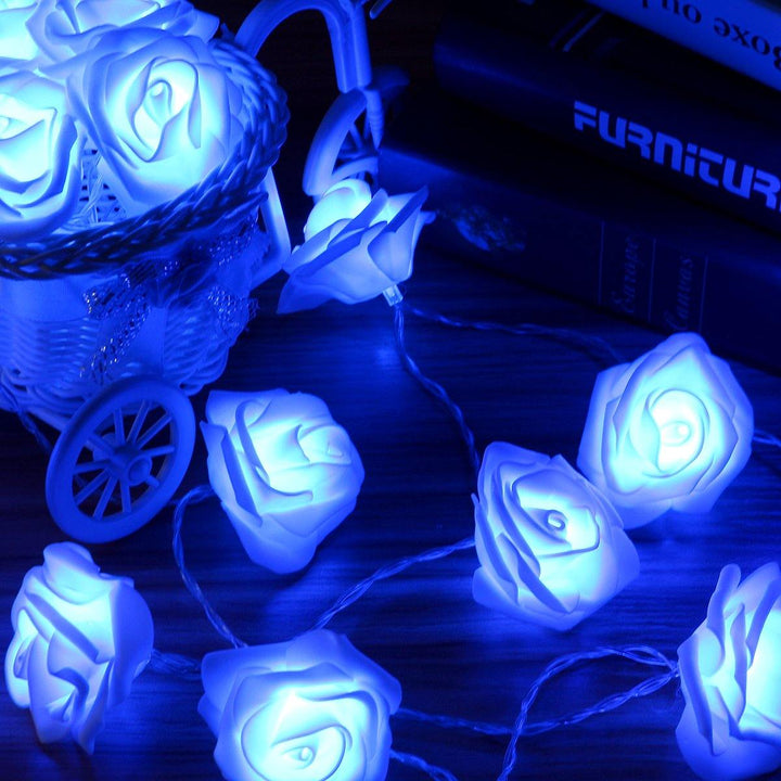 2M 20 LED Battery Powered Rose Flower Fairy String Light for Window Display Home Christmas Decor - MRSLM