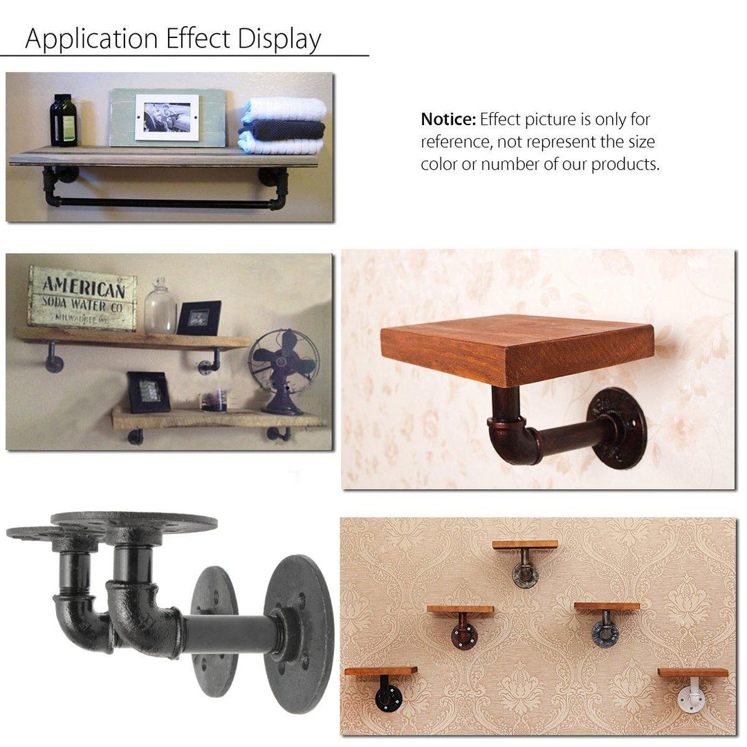 2Pcs Industrial Pipe Shelf Brackets Bookcases Holder Shelving Storage Rustic Decoration - MRSLM