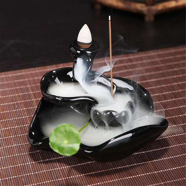 6 Style Buddhist Incense Burner Smoke Backflow Ceramic Glaze Censer Cone Holder - MRSLM