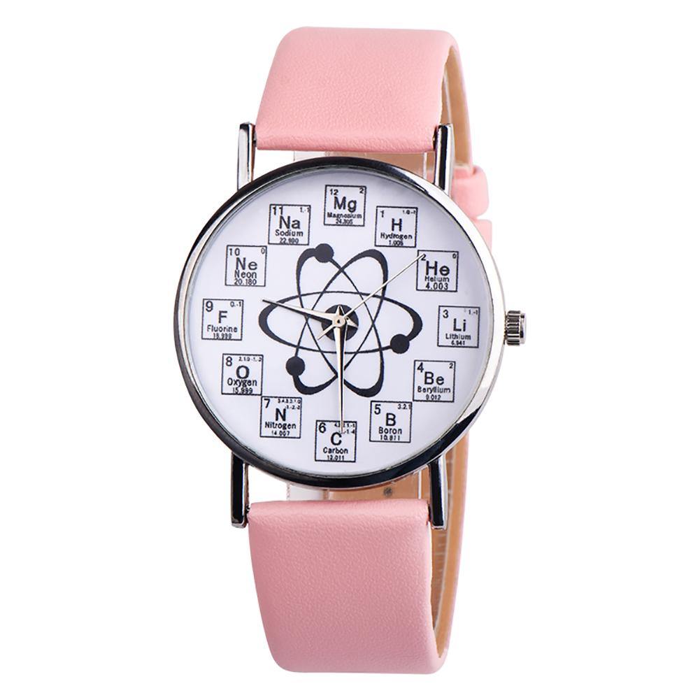 Fashion Student Chemical Element Markers Molecule Dial Quartz Analog Wrist Watch - MRSLM