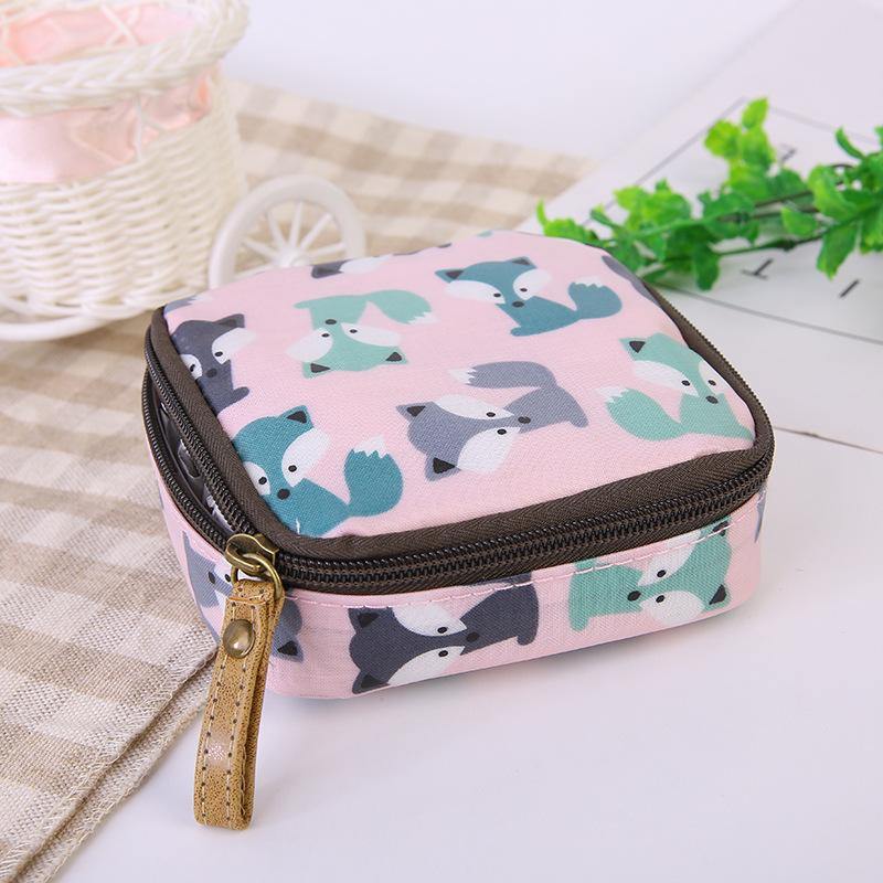 Cloth Waterproof Zipper Sanitary Napkin Cosmetic Storage Bag Coin Purse - MRSLM