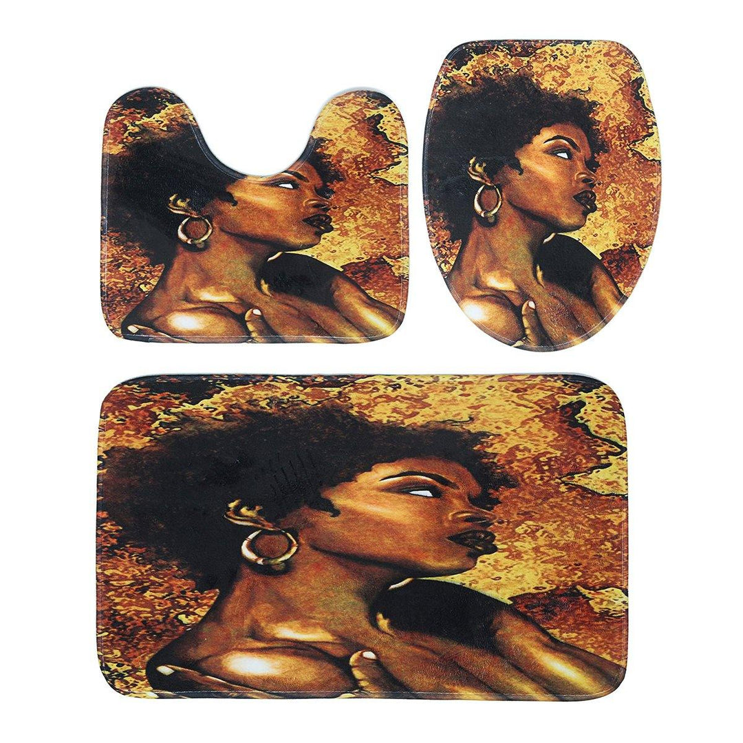 9 Optionals for African Girl Bathroom Shower Curtain Pedestal Rug Lid Toilet Cover Bath Mat Set - MRSLM