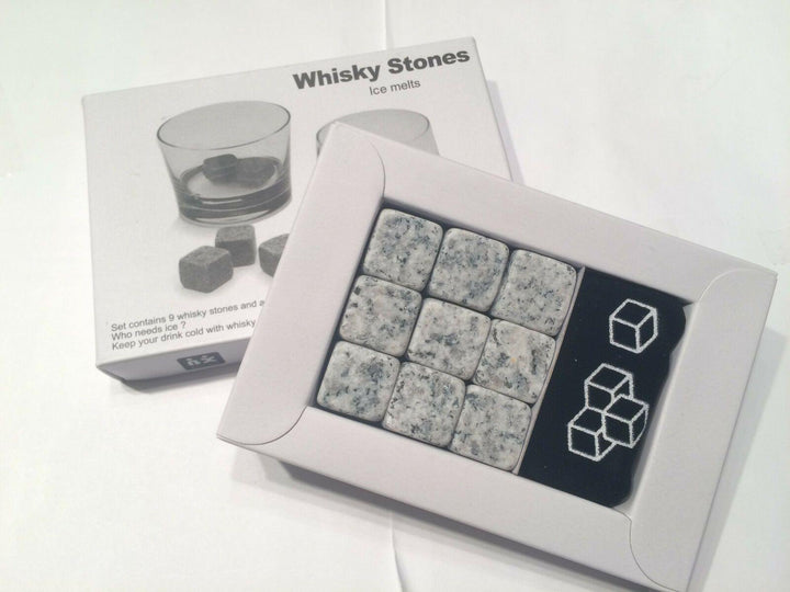 Set of 9 Grey Beverage Chilling Stones Chill Rocks Whiskey Stones for Whiskey and other Beverages- Made of 100% Pure Soapstone - MRSLM