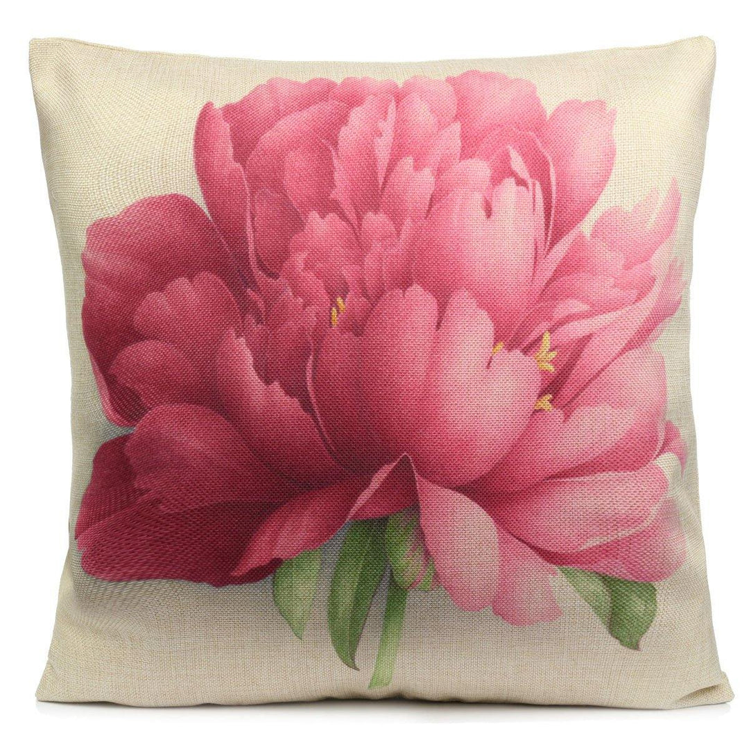 Rose Flowers Cotton Linen Throw Pillow Case Sofa Bed Car Cushion Cover Home Decor - MRSLM