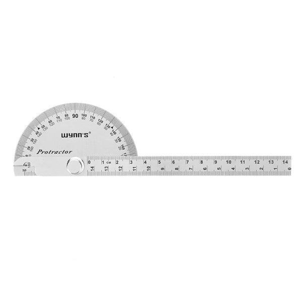 Wynns W0262A 90X150MM 180 Degree Stainless Steel Protractor Round Angle Ruler Tool - MRSLM