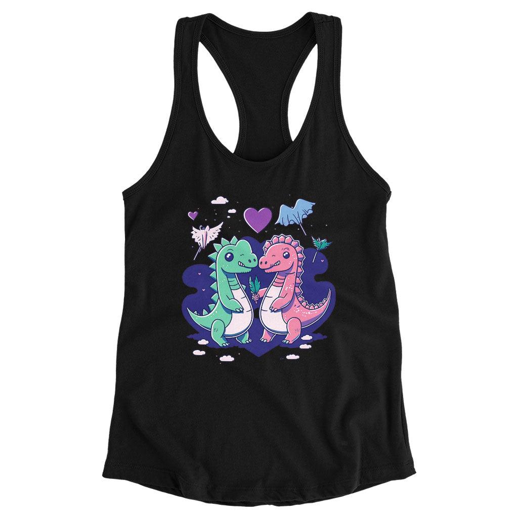 Dinosaur Graphic Racerback Tank - Cartoon Tank - Themed Workout Tank - MRSLM