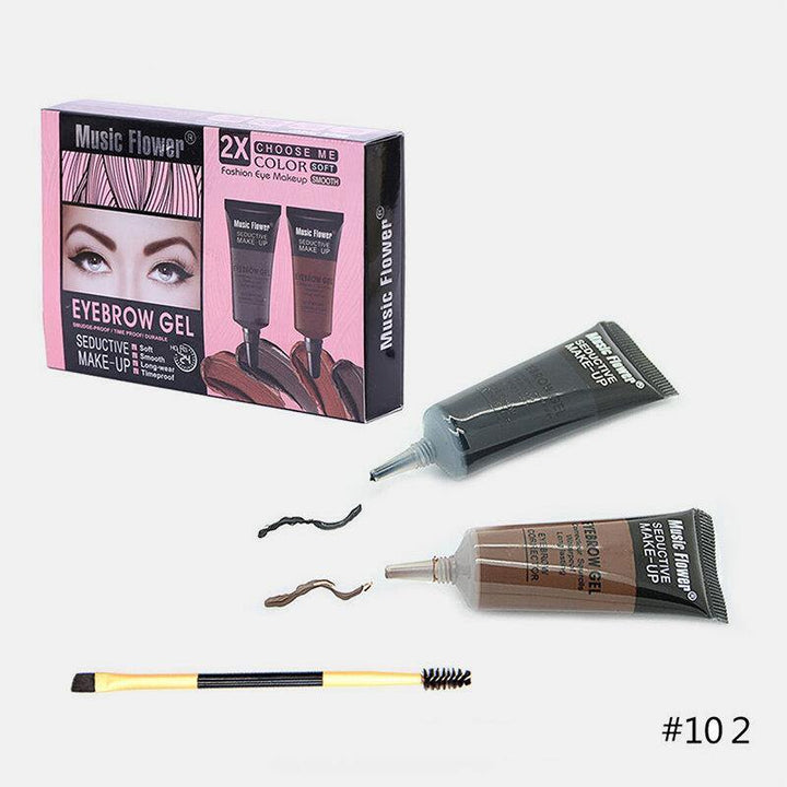 Music Flower 2 Color Eyebrow Gel Eye Brow Enhancers Waterproof Makeup Brush Set - MRSLM