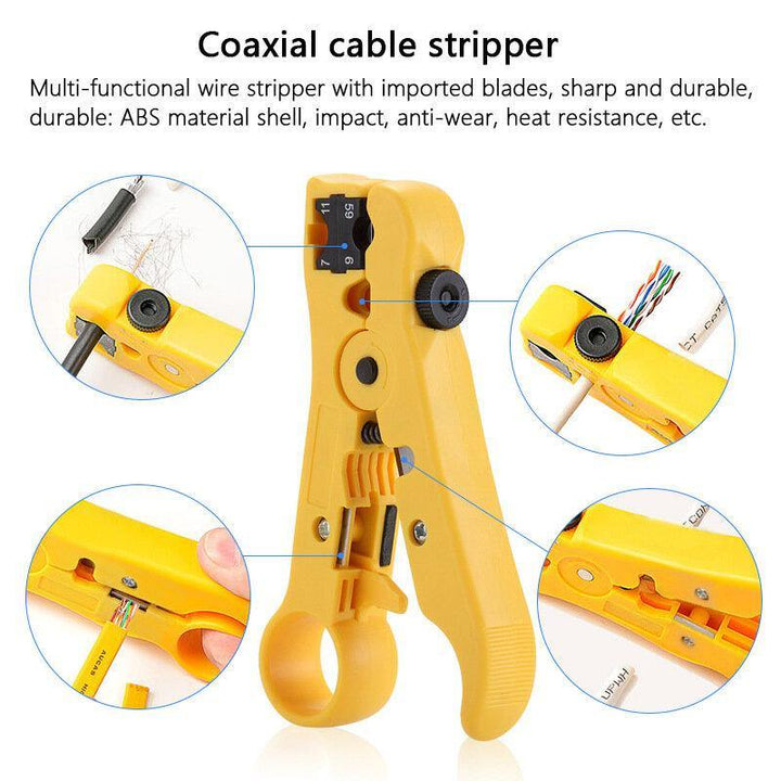 Handskit Network Cable Pliers Screwdriver Wire Stripper Tool Set with Cable Tester Spring Clamp Pliers - MRSLM