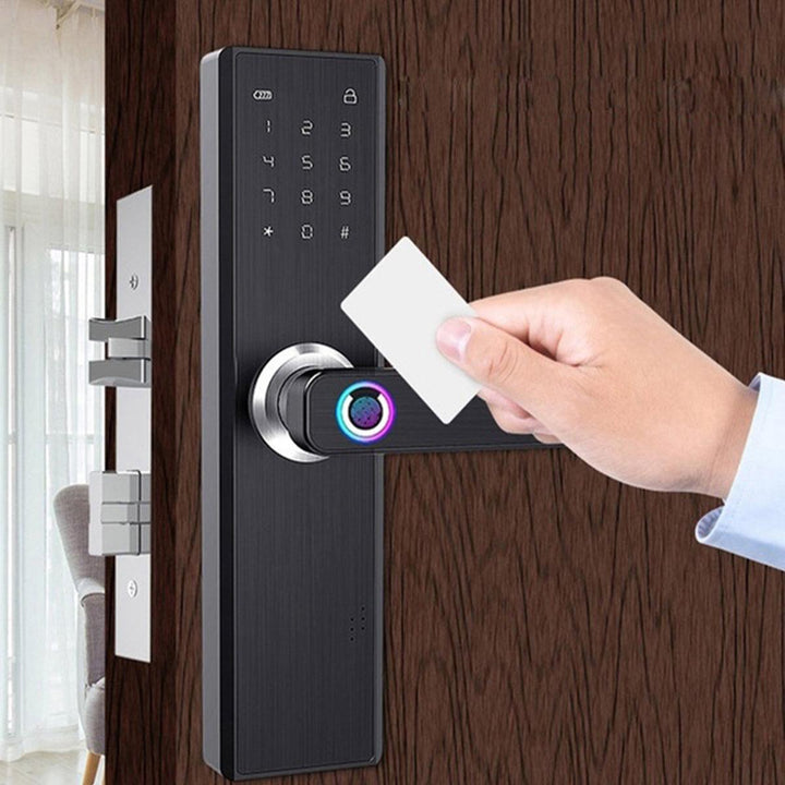 4 in 1 Smart Door Lock Keyless Security Fingerprint & Password Door Lock - MRSLM