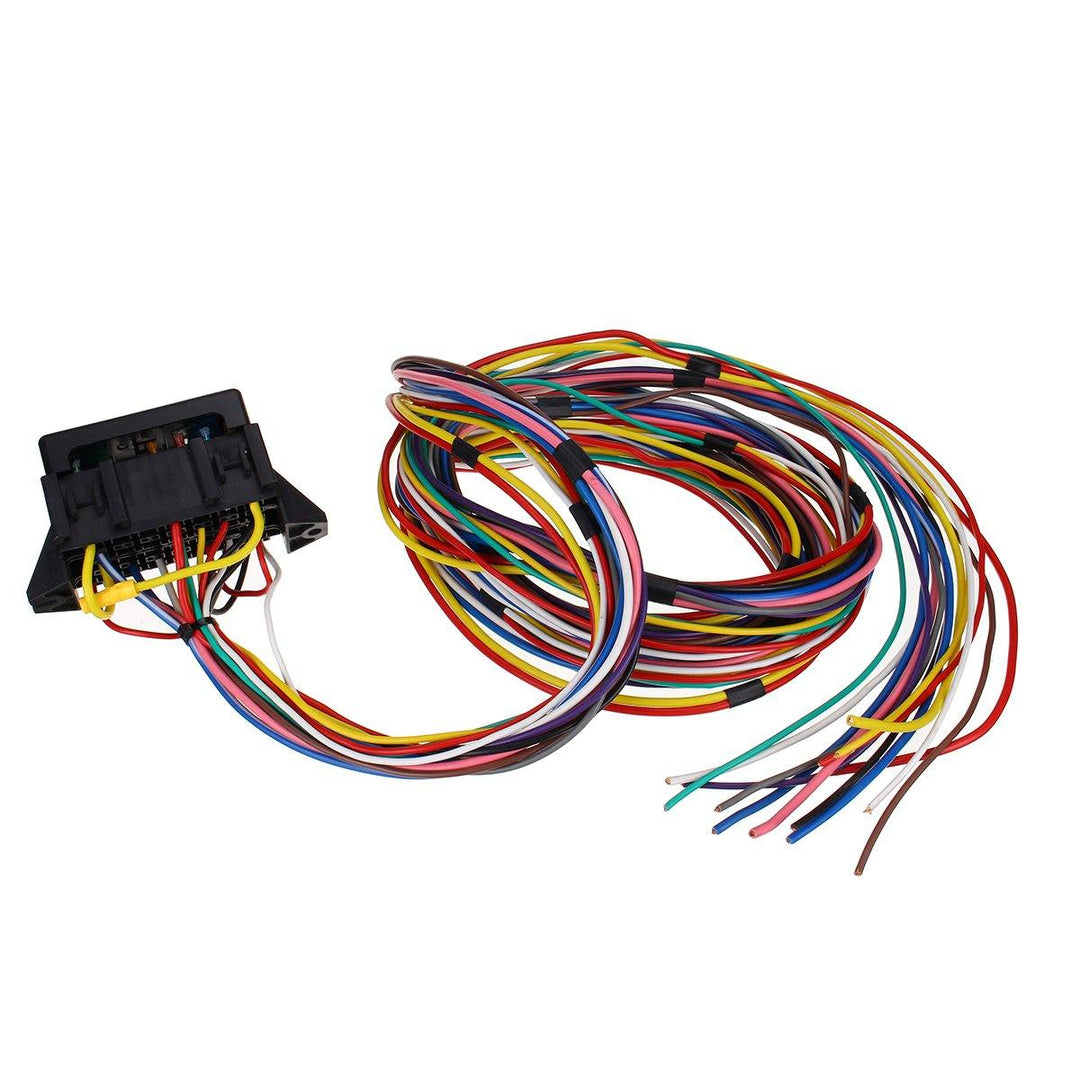 14 Circuit Universal Wiring Harness Bumper Wire Kit 12V Durability Car Hot Rod Street-Rod XL Wires - MRSLM