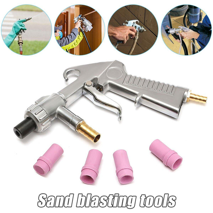 Sand Blasting Gun + 4pcs (4mm/5mm/6mm/7mm ) Ceramic Nozzles For Marble Engraving - MRSLM