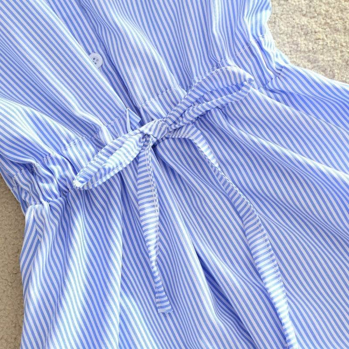 Elegant Striped Cotton Shirt Dresses