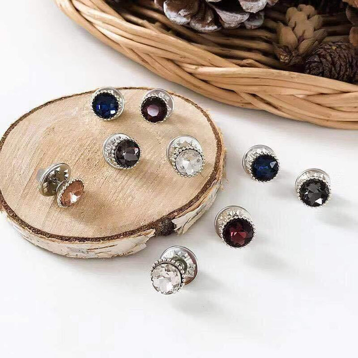 10pcs Button Brooch Set Imitation Pearl Rhinestones Pin Coat Clothes Accessories Gift Prevent Exposure Brooches for Women - MRSLM