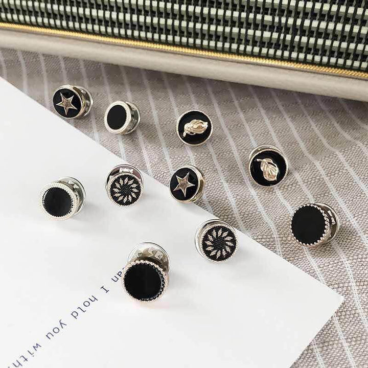 10pcs Button Brooch Set Imitation Pearl Rhinestones Pin Coat Clothes Accessories Gift Prevent Exposure Brooches for Women - MRSLM