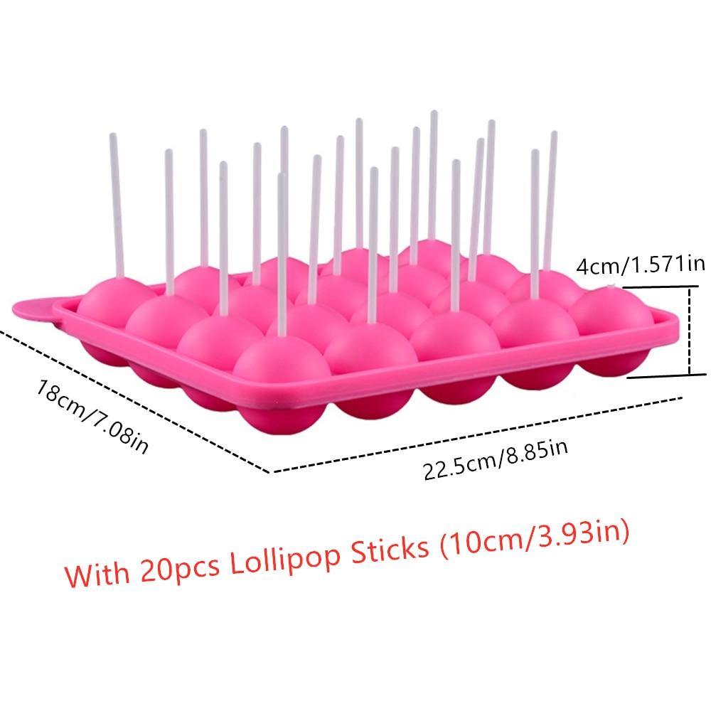 1PC 12/20 Holes Chocolate Ball Cupcake Cookie Candy Maker DIY Baking Tool Silicone Pop Lollipop Mold Stick Tray Cake Mould - MRSLM