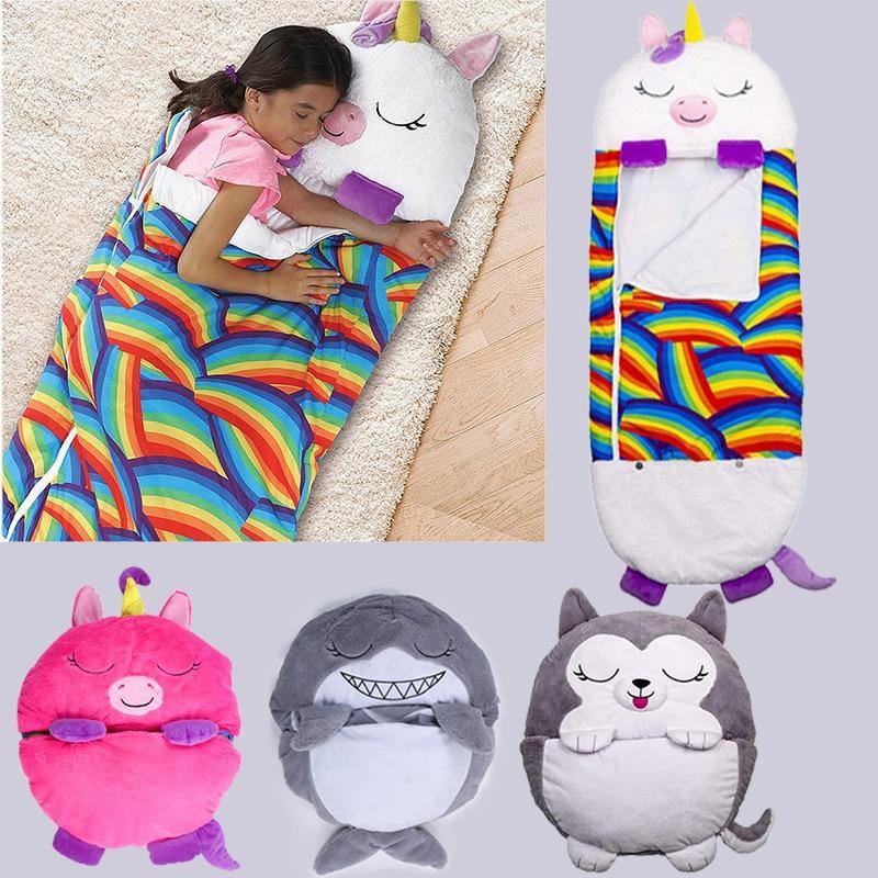 Siamese Cute Baby Sleeping Bag Cartoon Children Lazy One-piece Pajamas Sleeping Bag Play warm Pillow Soft Plush Animal Sleep - MRSLM