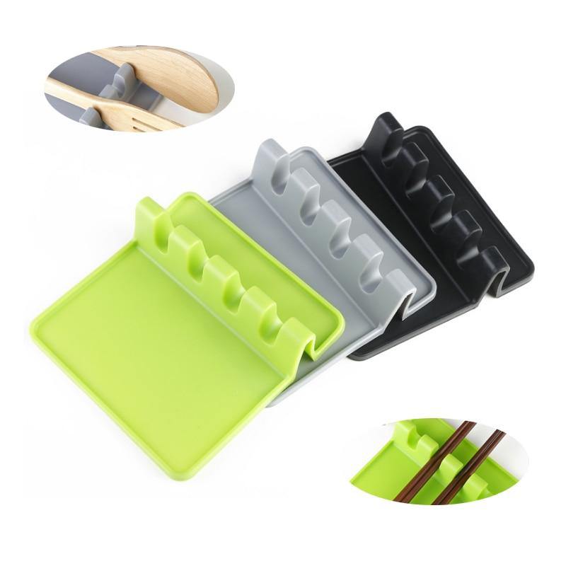 Silicone Spatula Holder Storage Rack Spoon Rest Tableware Holder Draining Rack Mat Organizer Heat Resistant Kitchen Cooking Tool - MRSLM