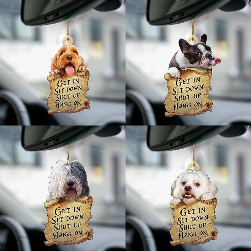 Animal Puppy Ornament Two Sided Car Pendant Gifts Car Rearview Mirror Hanging Ornament Automobile Decor Accessories Interior - MRSLM