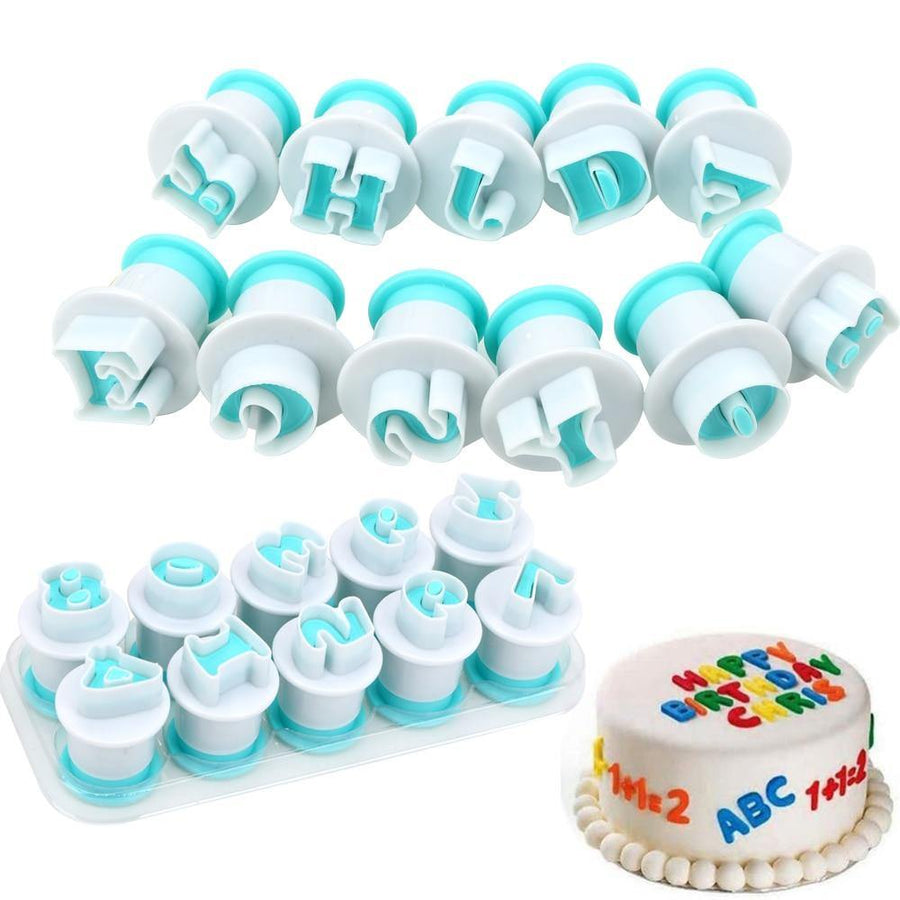 26 pcs/set Capital Letters Fondant Cake Mold Cookie Mould 10 Plastic Plunger Cutter Upper & Lowercase Alphabet Cookie Cutter - MRSLM