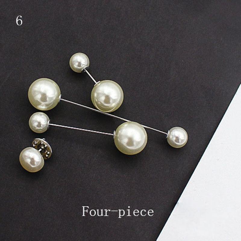 10pcs Button Brooch Set Imitation Pearl Rhinestones Pin Coat Clothes Accessories Gift Prevent Exposure Brooches for Women - MRSLM