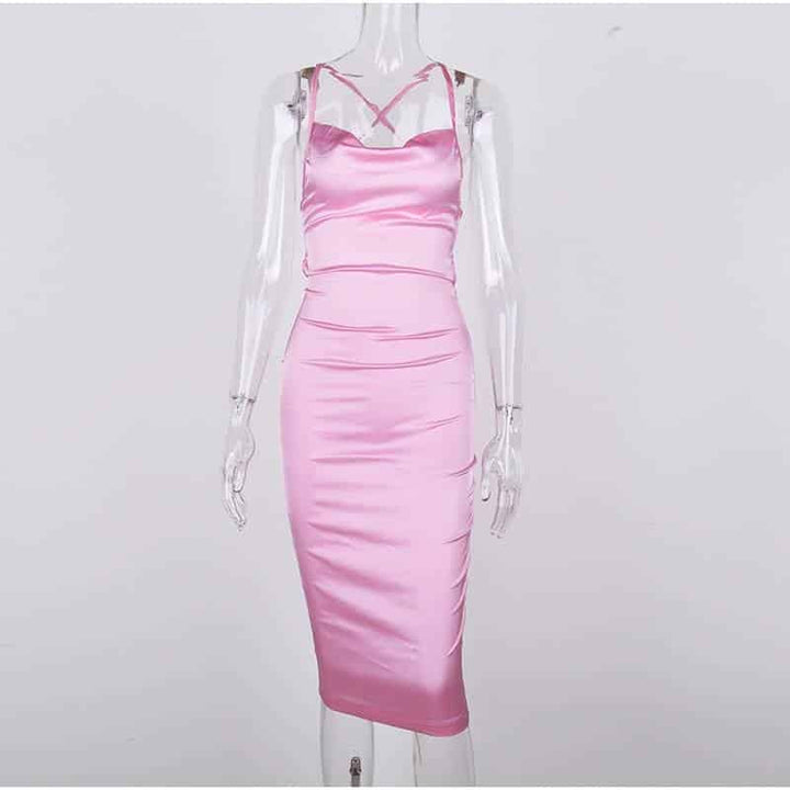 Long Satin Bodycon Dress for Women