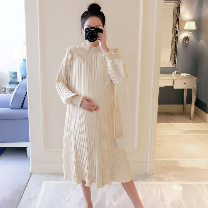 Maternity Chiffon Pleated Dress