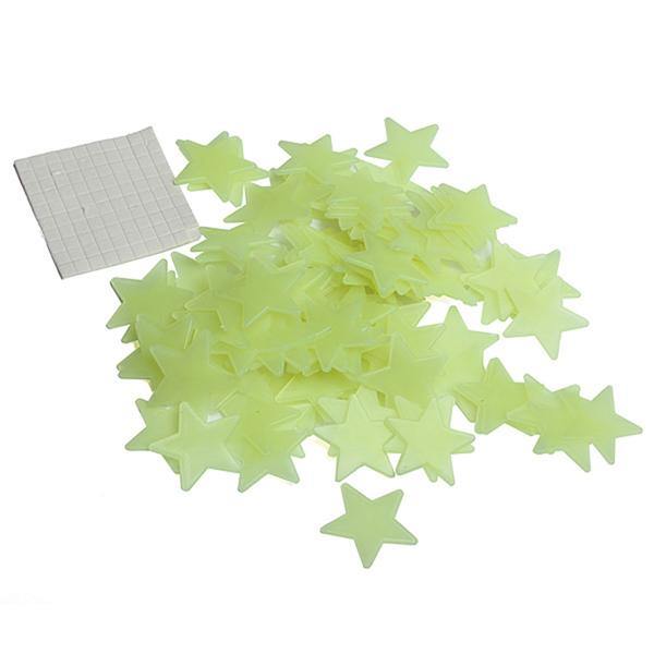 Honana DX-010 100PCS 3CM Fluorescent Glow Star Wall Sticker Decor Sticker - MRSLM