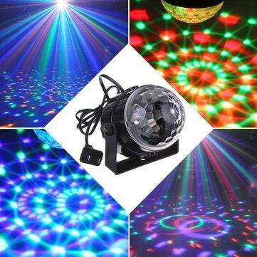 5W RGB Crystal Magic Ball Effect Stage Light Voice Control Party Disco Club - MRSLM