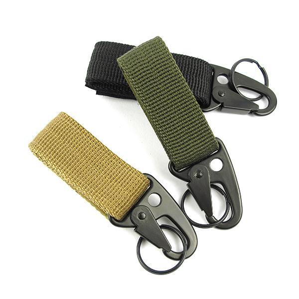 Carabiner Hook Webbing Buckle Nylon Molle Belt Hanging Key Ring Outdoor Tool - MRSLM