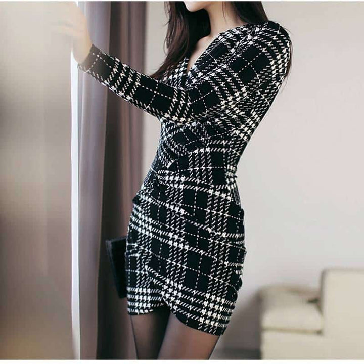 Women's Elegant Plaided Dress