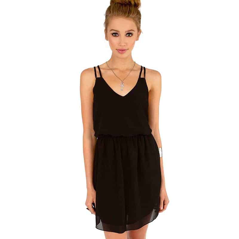 Women's Sleeveless Cami Mini Chiffon Dresses