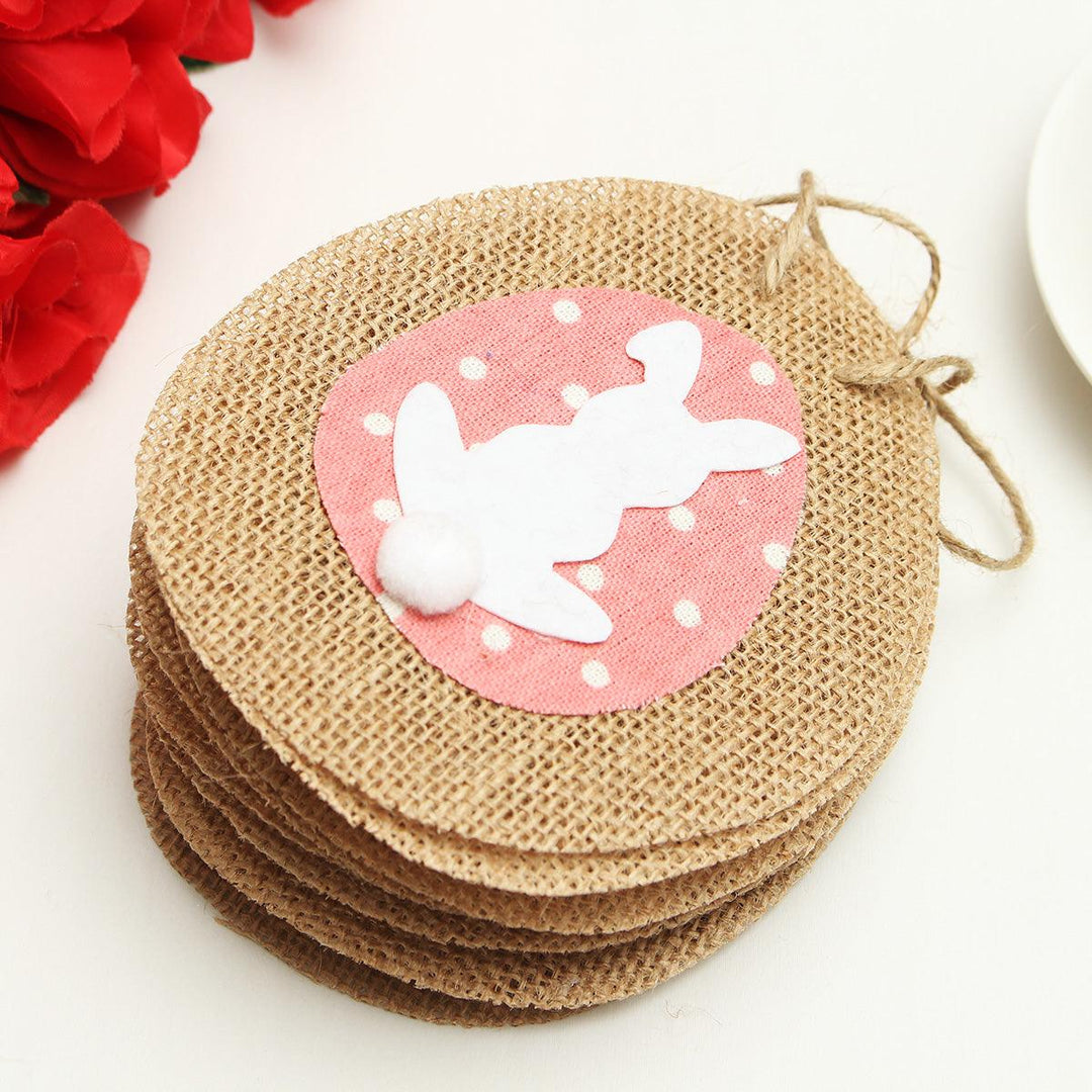 Jute Easter Egg Bunny Bunting Banner Flag Garland Hunt Party Home Hanging Decoration - MRSLM