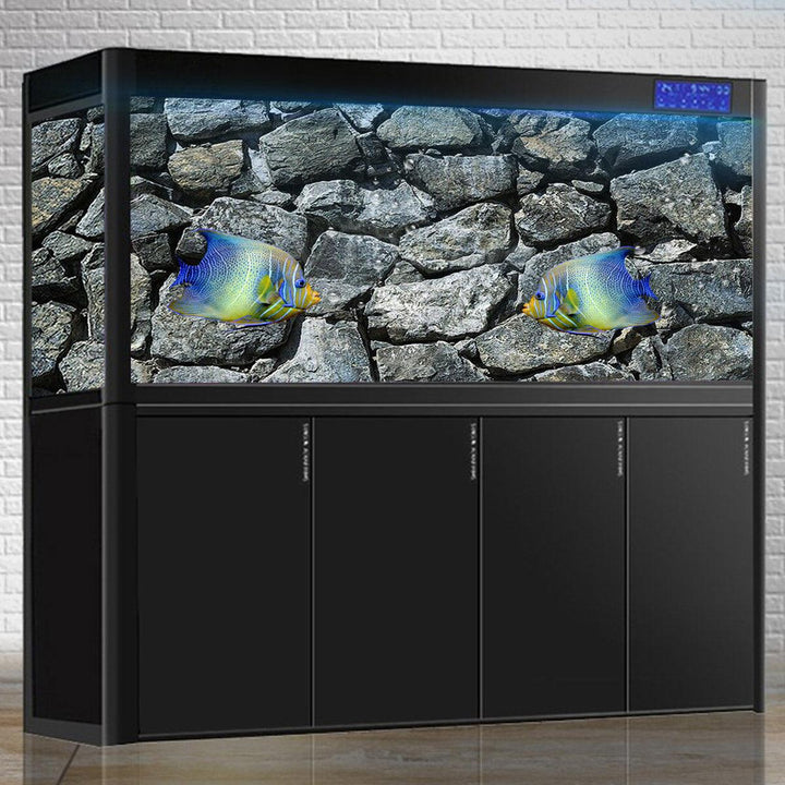 Rock Stone Adhesive Poster Underwater Aquarium Fish Tank Background Sticker Home Office Decor - MRSLM