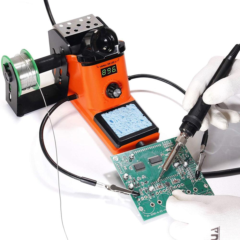 YIHUA 926 III 60W Welding Soldering Iron Station Digital 194ºF~896ºF Adjustable Temp °C/ºF Sleep & Calibration Functions with 2 Helping Hands + 3 Extra Solder Tips & Tweezers - MRSLM