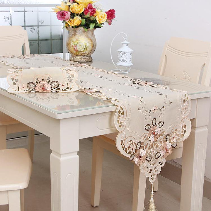 Four Sizes Classical Embroidery Flower Table Runnr Desk Mat Wedding Party Home Decor - MRSLM