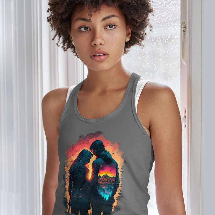 Nature Print Racerback Tank - Couple Tank - Art Workout Tank - MRSLM