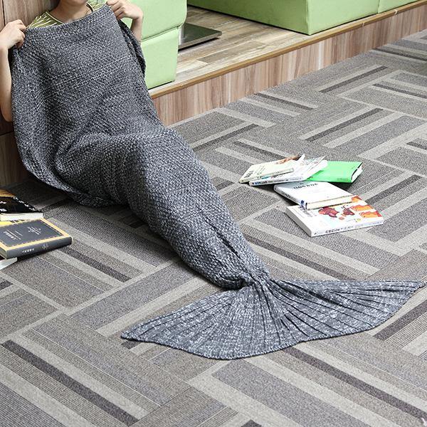 180x90CM Yarn Knitting Mermaid Tail Blanket Cashmese-like Warm Super Soft Sleep Bag Bed Mat - MRSLM