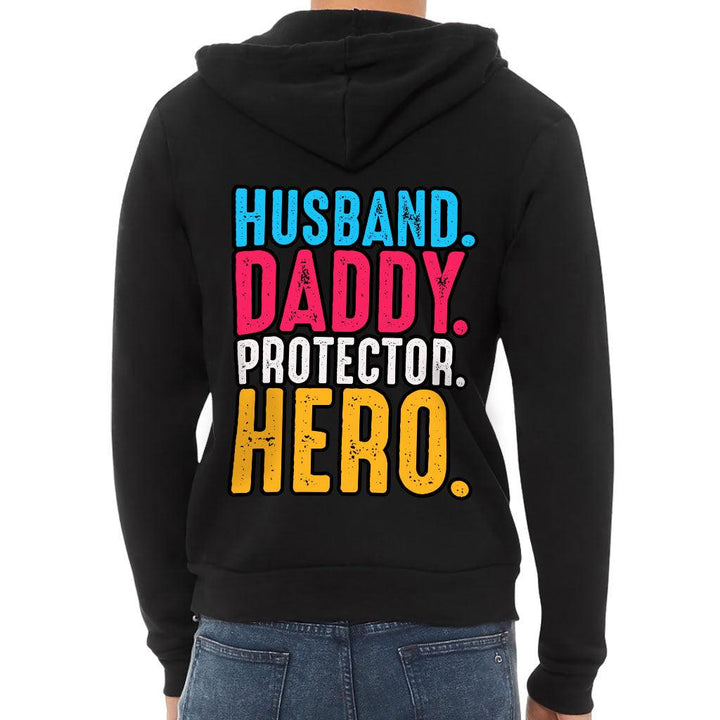 Husband Daddy Protector Hero Full-Zip Hoodie - Cool Hooded Sweatshirt - Printed Hoodie - MRSLM