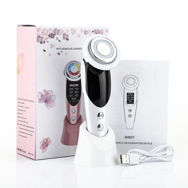 7-in-1 Facial Massager EMS Micro-current Color Light Vibration LED Beauty Purifying Introducer Skin Care Beauty Device - MRSLM