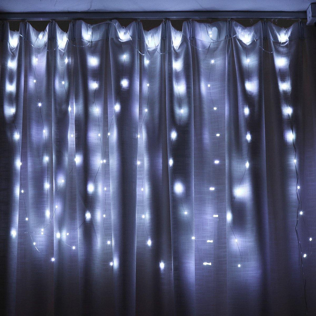 3*1M USB 8 Modes 100 LED Curtain String Light with 10 Hooks Festival Decor Fairy Lamp Christmas Wedding - MRSLM