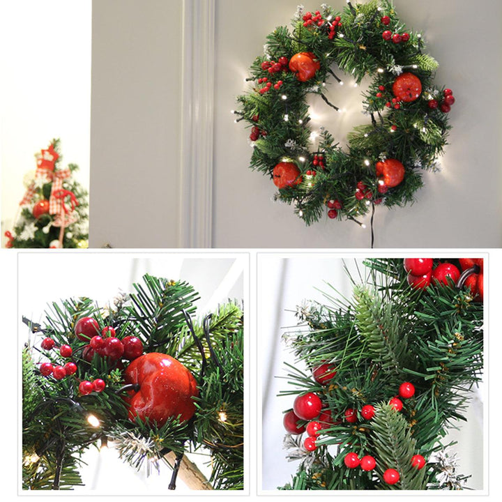 30cm Wall Hanging Christmas Wreath Handmade Front Door Hanging Pendant Garland Home Decorations Supplies - MRSLM