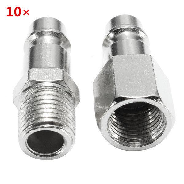 10pcs 1/4inch Male/Female BSP Adapter Compressed Air Quick Coupling Hose - MRSLM