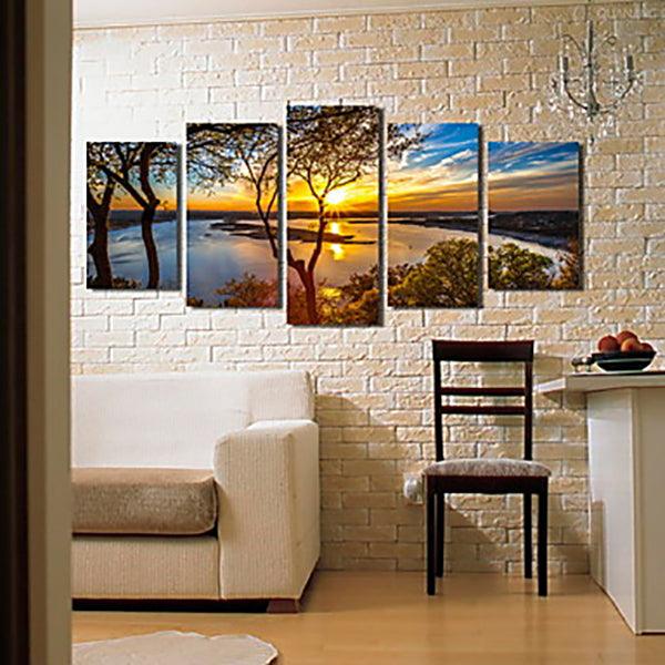 5Pcs Canvas Print Paintings Landscape Wall Decorative Print Art Pictures Frameless Wall Hanging Decorations for Home Office - MRSLM