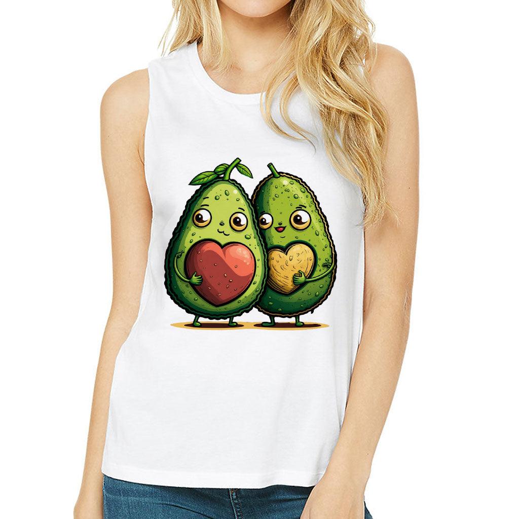 Avocado Women's Muscle Tank - Love Couple Tank Top - Graphic Workout Tank - MRSLM