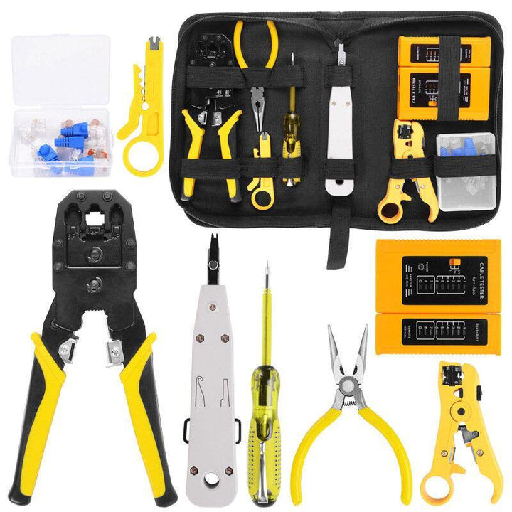 Handskit Network Cable Pliers Screwdriver Wire Stripper Tool Set with Cable Tester Spring Clamp Pliers - MRSLM