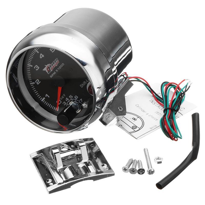 3.75 Inch 12V RPMx1000 Tacho Tachometer with Shift Light RPM Rev Gauge Meter - MRSLM